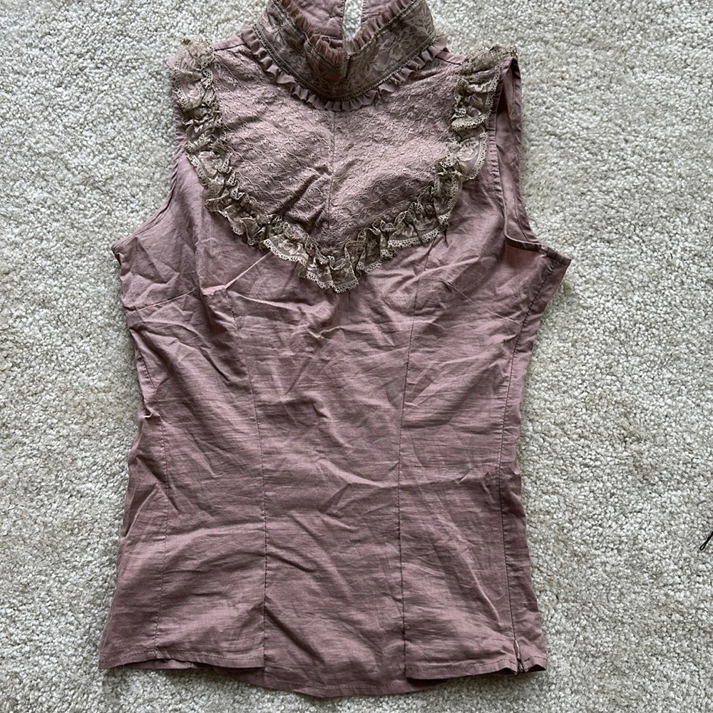Lace Frills maroon shirt top